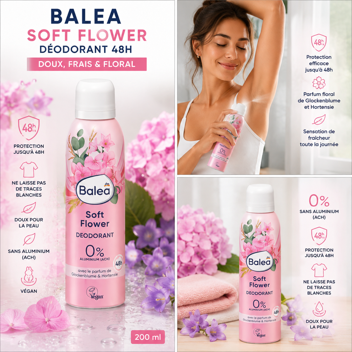 Balea Soft Flower Déodorant 48h – 200 ml