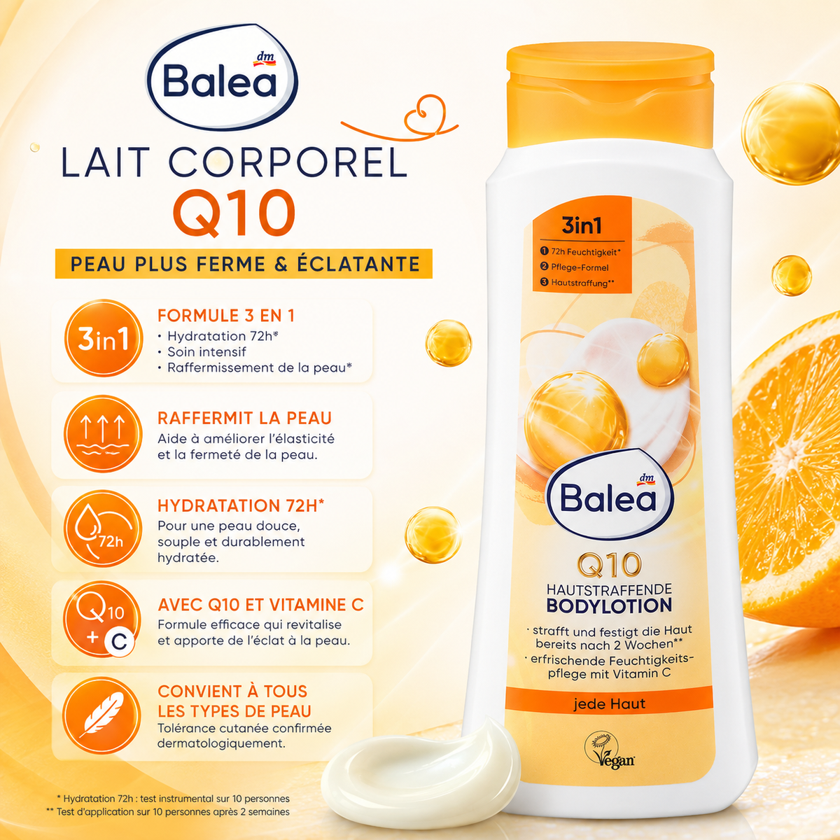 Balea Bodylotion Energy Q10 – Lait Corps Raffermissant & Hydratant 72H – 400 ml