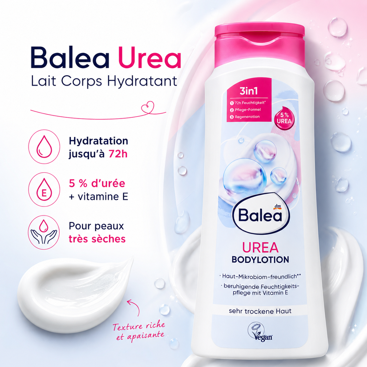 Balea Bodylotion Urea 5% – Lait Corps Hydratant & Réparateur Peaux Très Sèches – 400 ml