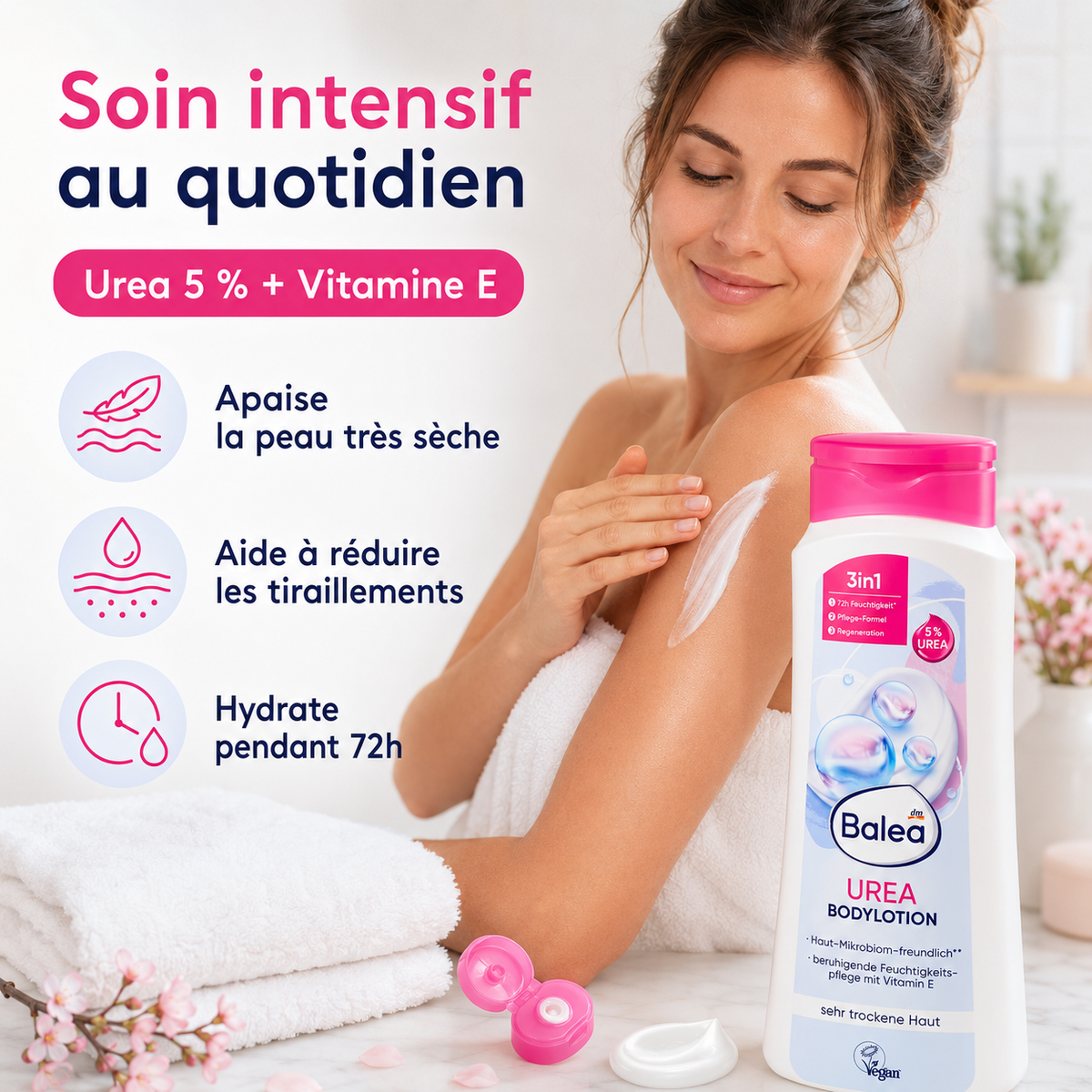 Balea Bodylotion Urea 5% – Lait Corps Hydratant & Réparateur Peaux Très Sèches – 400 ml