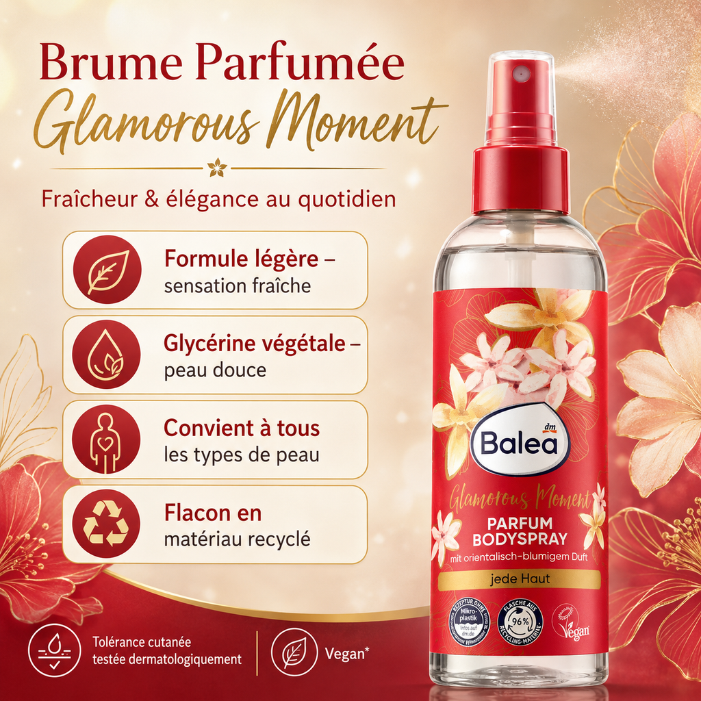 Balea Glamorous Moment – Brume Parfumée Corps Florale & Orientale – 200 ml