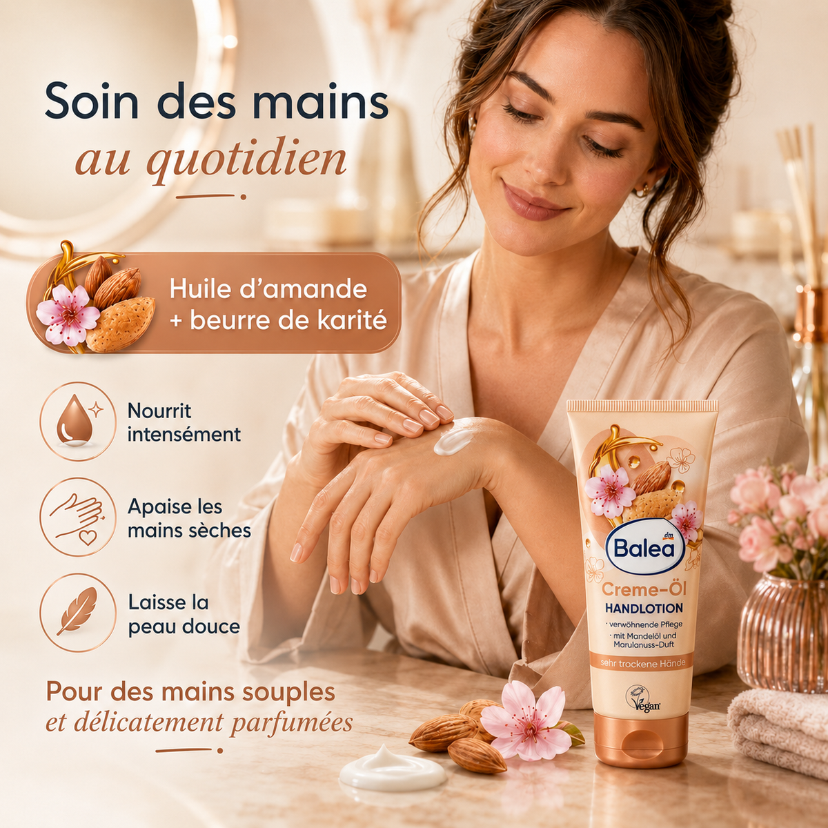 Balea Creme-Öl – Lotion Mains Nourrissante à l’Huile d’Amande – 100 ml