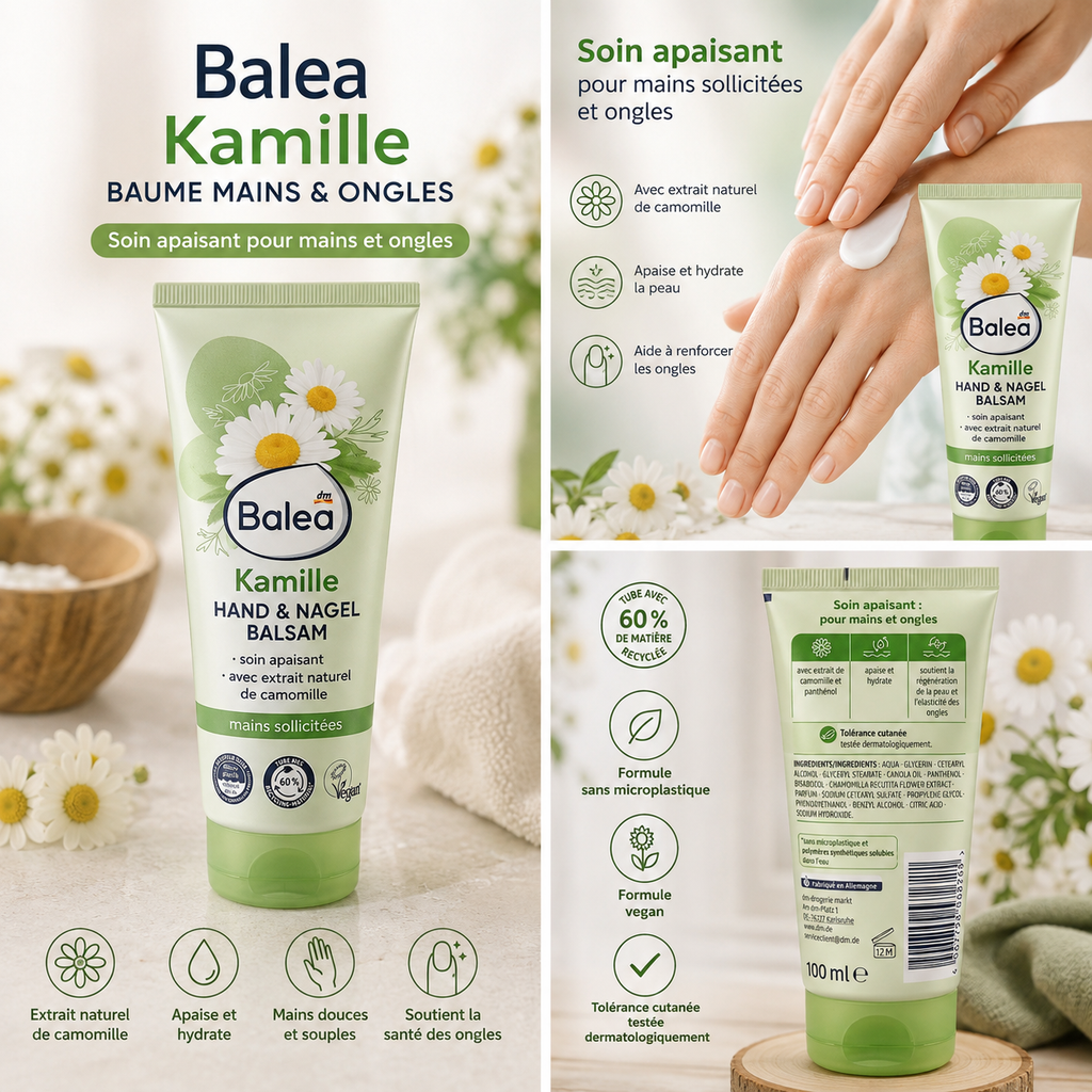 Balea Kamille – Baume Mains & Ongles à la Camomille – 100 ml
