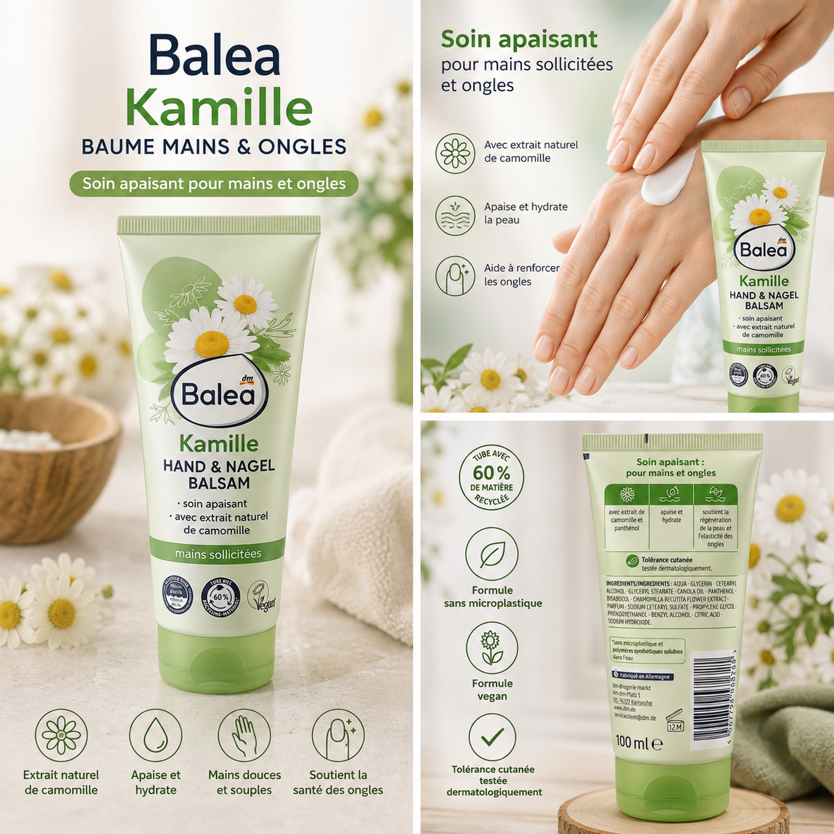 Balea Kamille – Baume Mains & Ongles à la Camomille – 100 ml