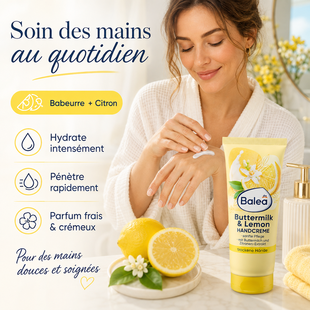 Balea Buttermilk & Lemon – Crème Mains Hydratante – 100 ml
