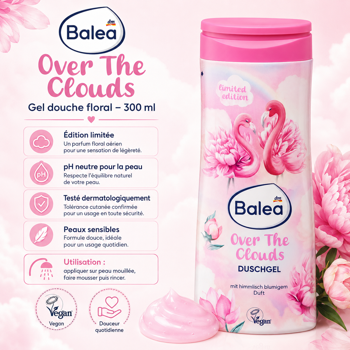 Balea Over The Clouds – Gel Douche Floral – 300 ml