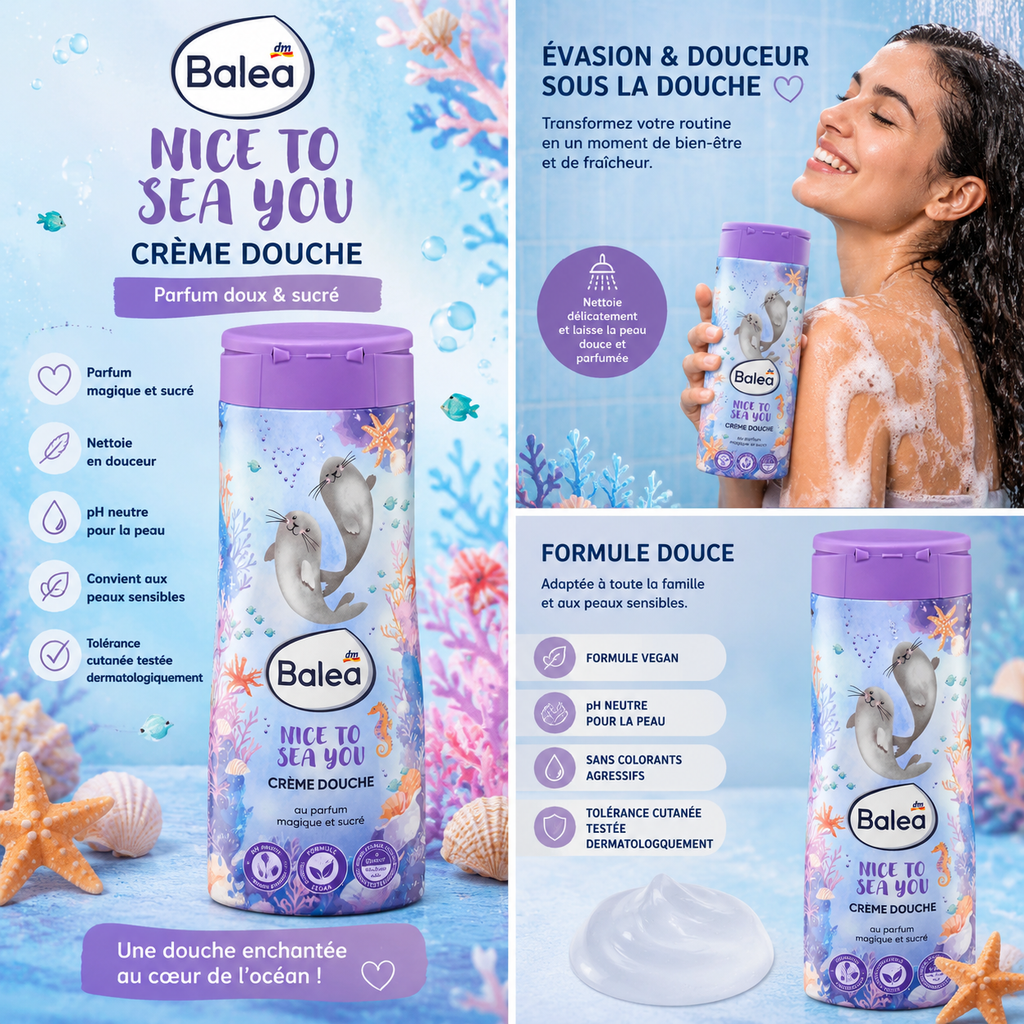 Balea Nice to Sea You – Crème Douche Douce & Parfumée – 300 ml