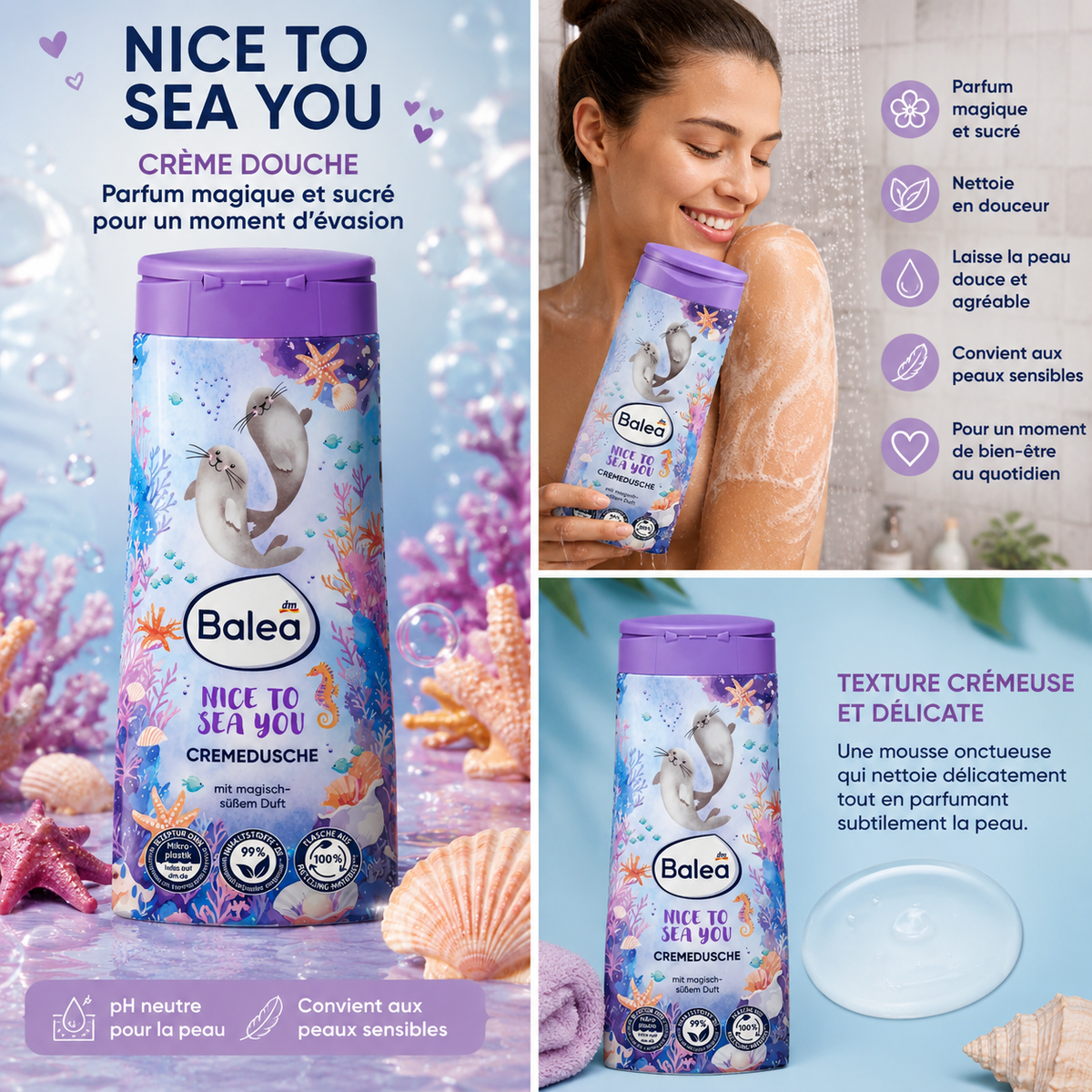 Balea Nice to Sea You – Crème Douche Douce & Parfumée – 300 ml