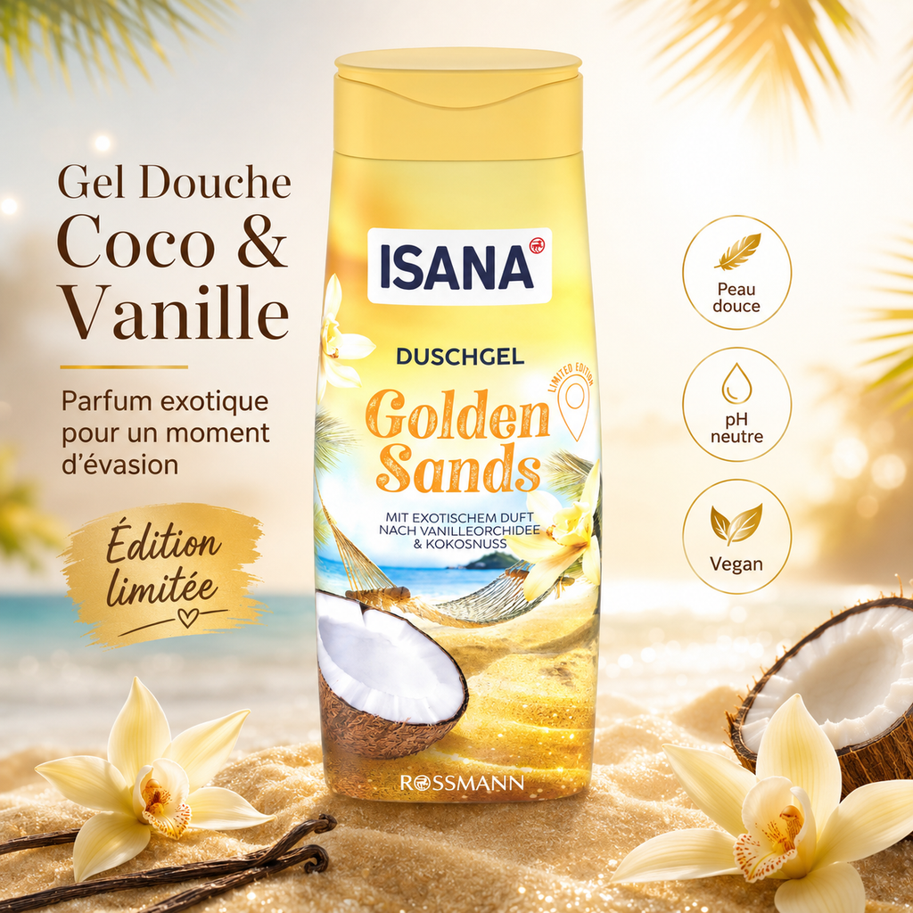ISANA Golden Sands – Gel Douche Coco & Vanille – 300 ml