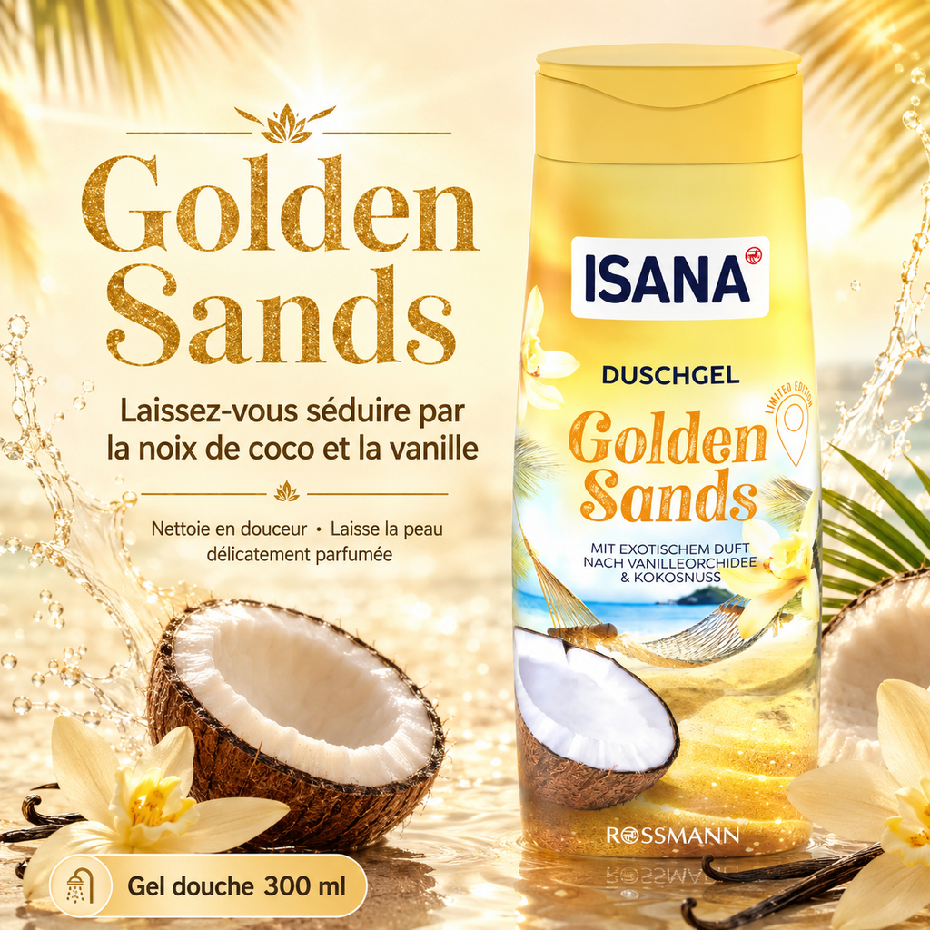 ISANA Golden Sands – Gel Douche Coco & Vanille – 300 ml