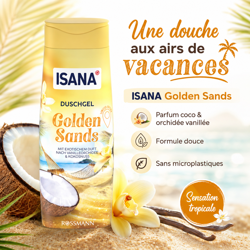 ISANA Golden Sands – Gel Douche Coco & Vanille – 300 ml