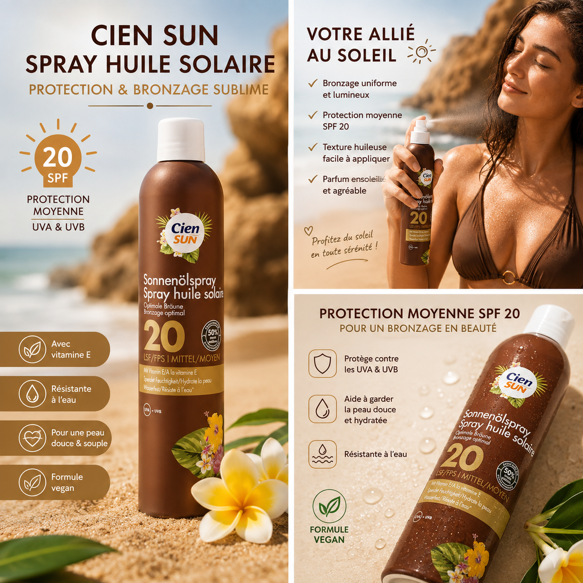 Cien Sun Spray Huile Solaire SPF 20