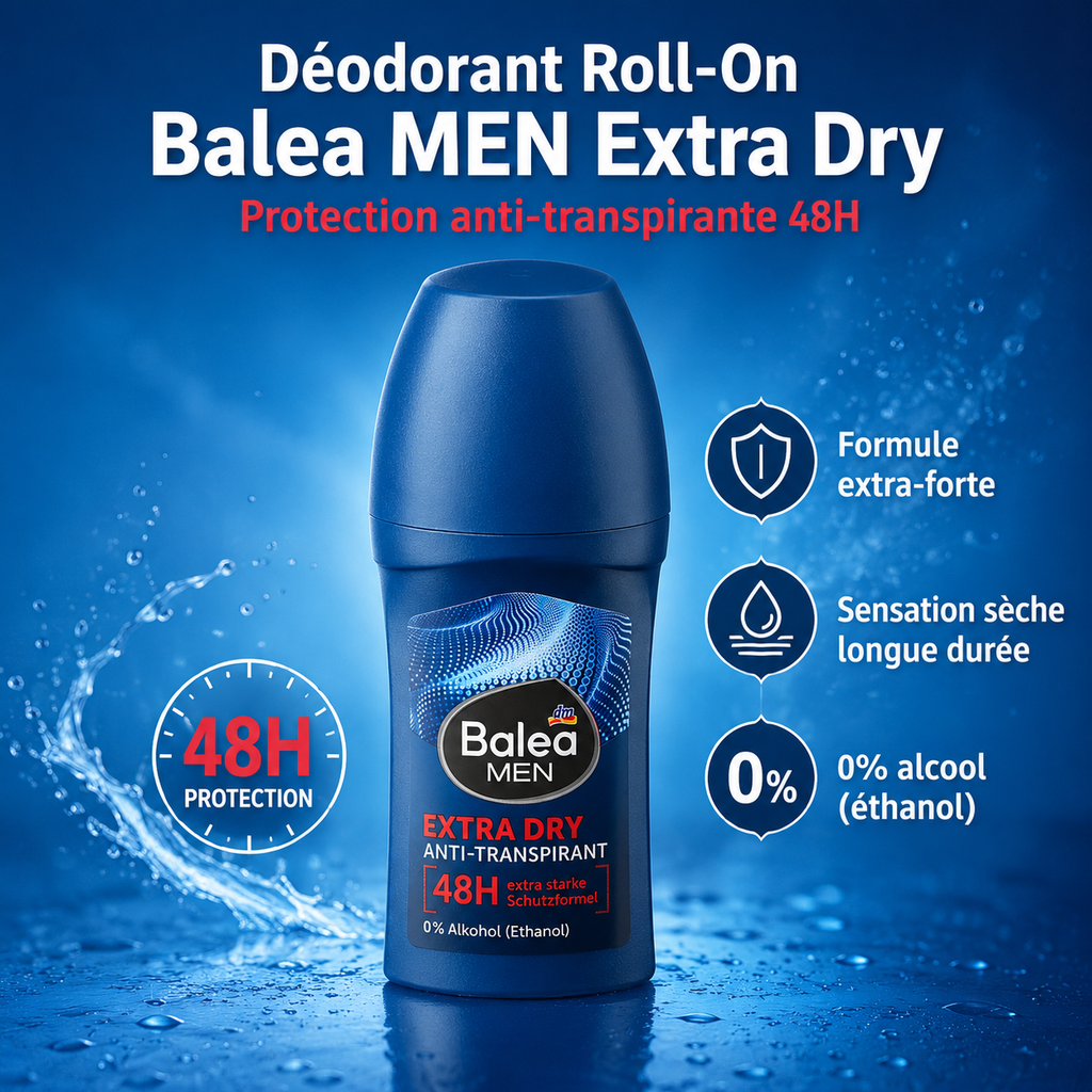 Balea MEN Extra Dry – Déodorant Roll-On 48H – 50 ml