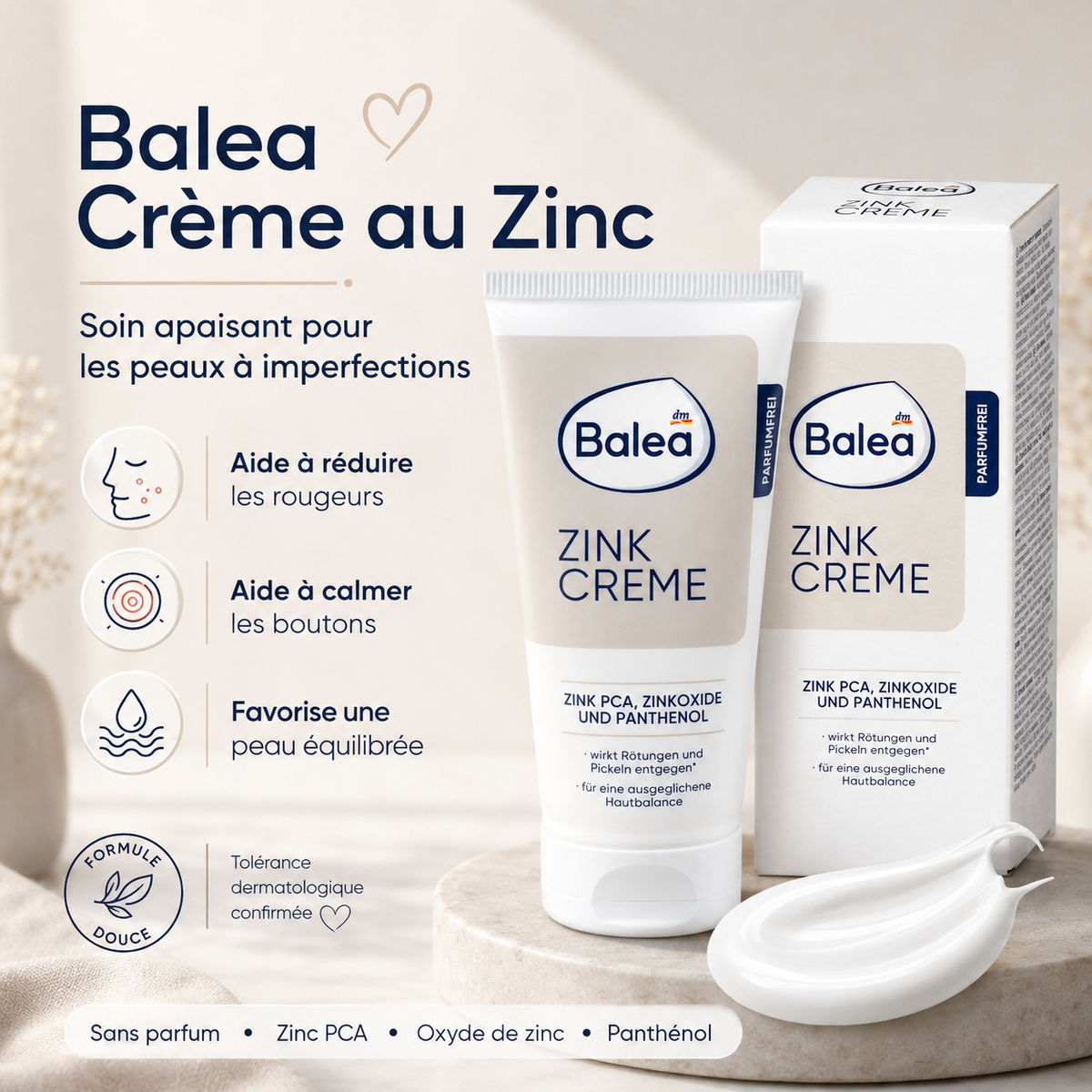 Balea Crème au Zinc – Anti-Rougeurs & Imperfections – 50 ml