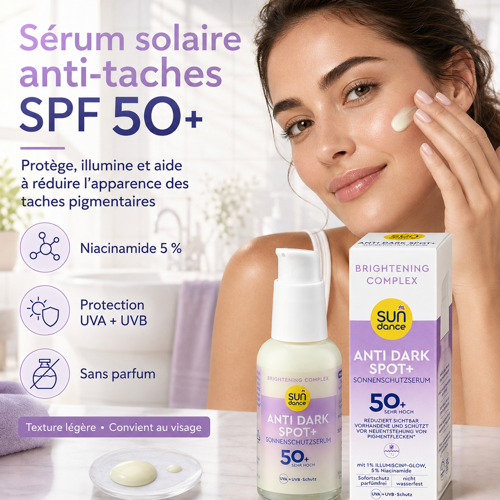 SUNDANCE Anti Dark Spot+ – Sérum Solaire Anti-Taches SPF 50+ – 50 ml