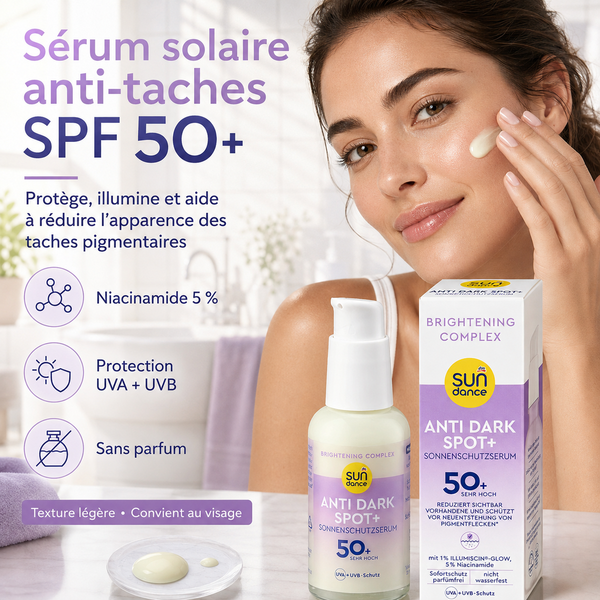 SUNDANCE Anti Dark Spot+ – Sérum Solaire Anti-Taches SPF 50+ – 50 ml