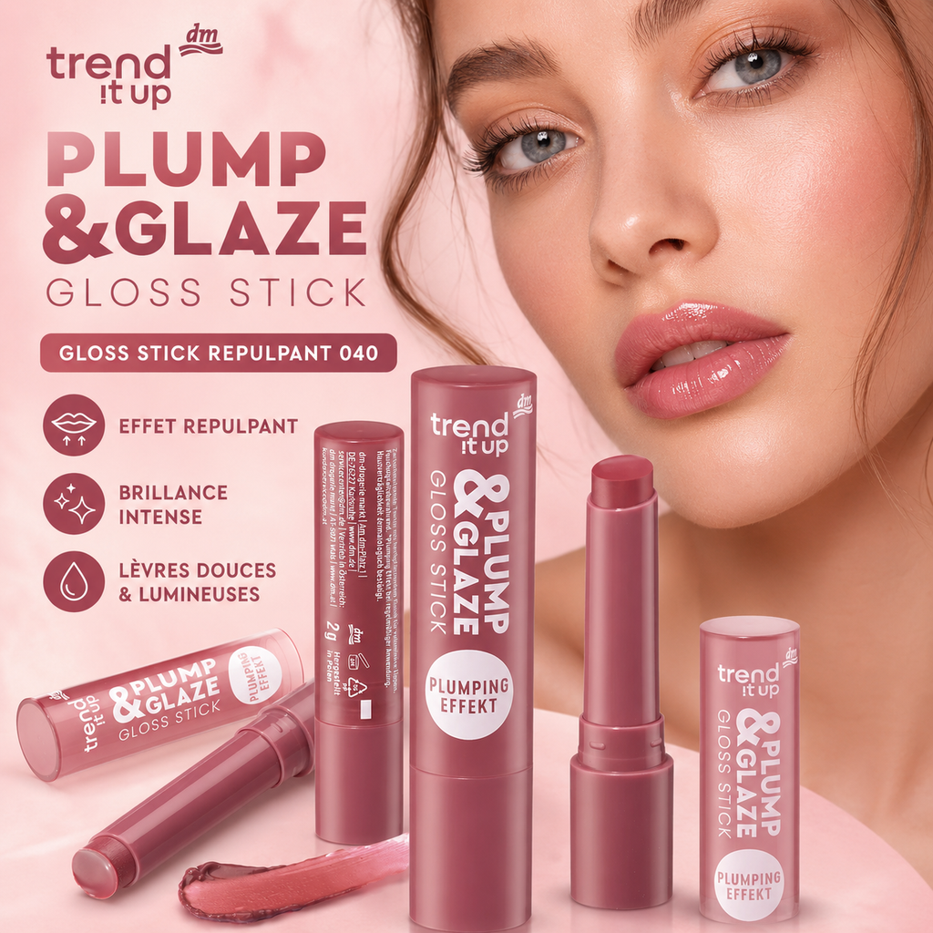 trend !t up Plump & Glaze Gloss Stick 040 – Rosé Brillant – 2 g
