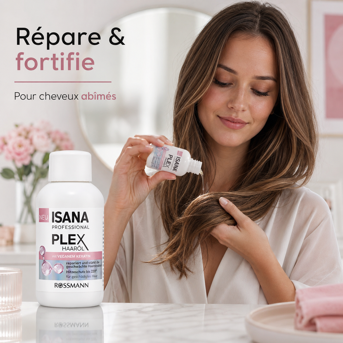 ISANA Professional Plex Haaröl – Huile capillaire réparatrice à la kératine végane