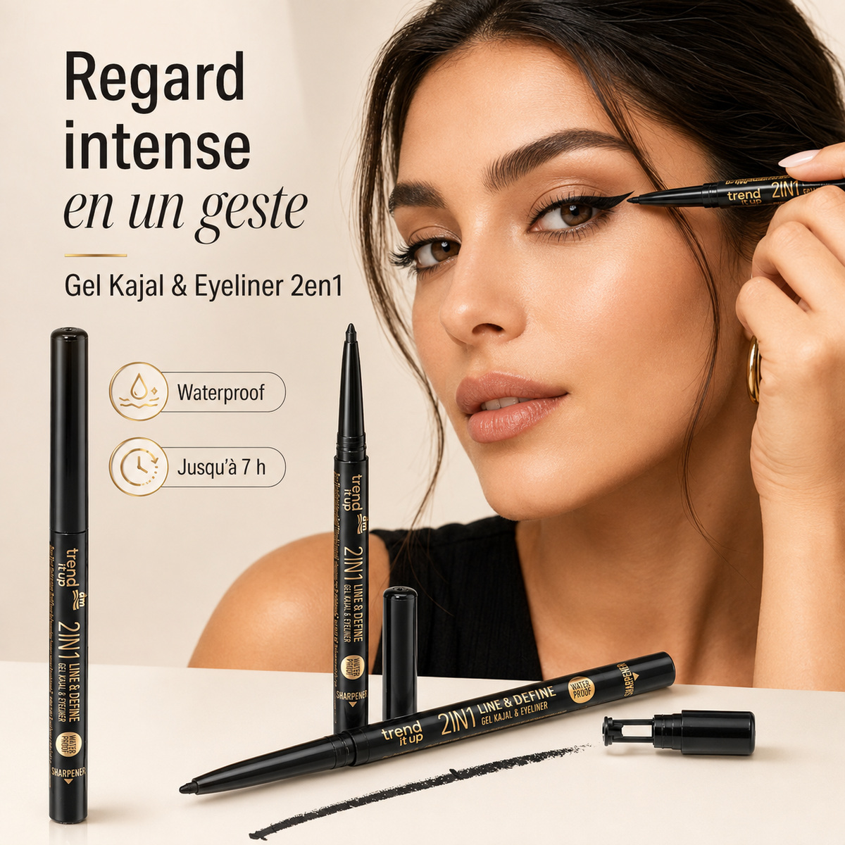 trend !t up Gel Kajal & Eyeliner 2en1 Waterproof 010 – Noir