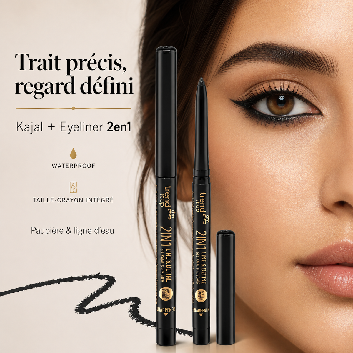trend !t up Gel Kajal & Eyeliner 2en1 Waterproof 010 – Noir