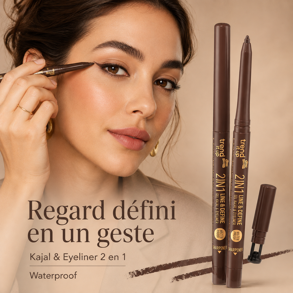 trend !t up Gel Kajal & Eyeliner 2 en 1 Waterproof 030 Brun – 0,35 g