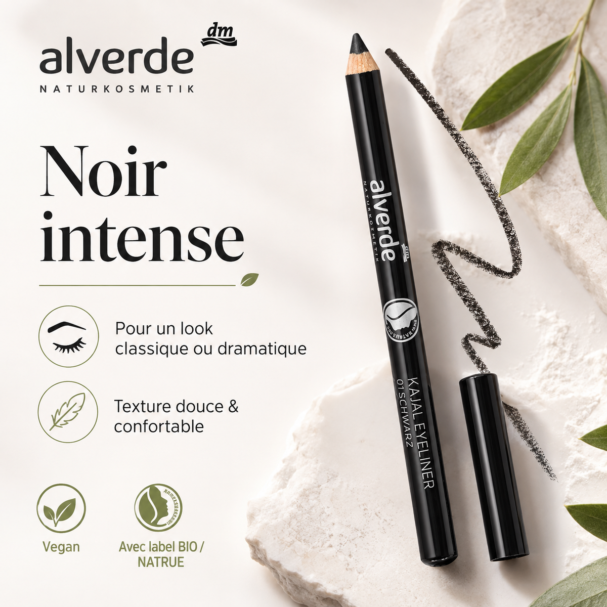 Alverde NATURKOSMETIK Kajal Eyeliner 01 Noir – BIO – 1,1 g