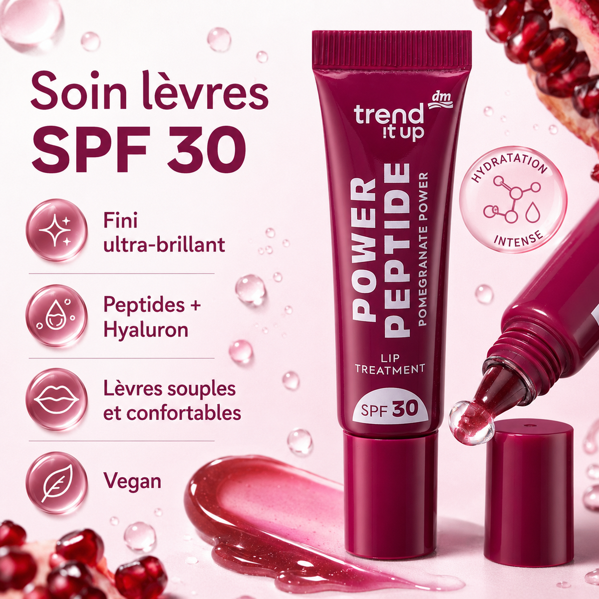 trend !t up Lip Treatment Power Peptide SPF 30 040 Pomegranate Power – 10 ml
