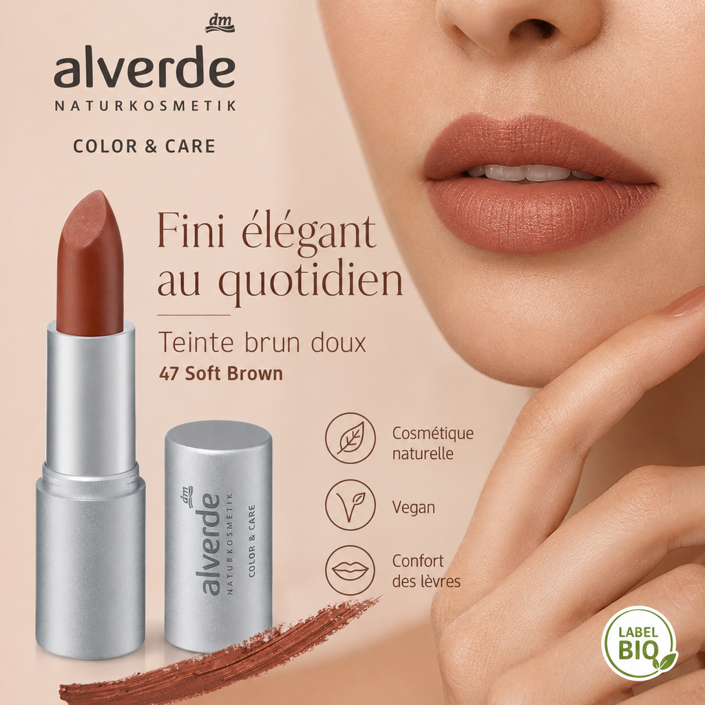 alverde NATURKOSMETIK Rouge à Lèvres Color & Care 47 – 4,5 g