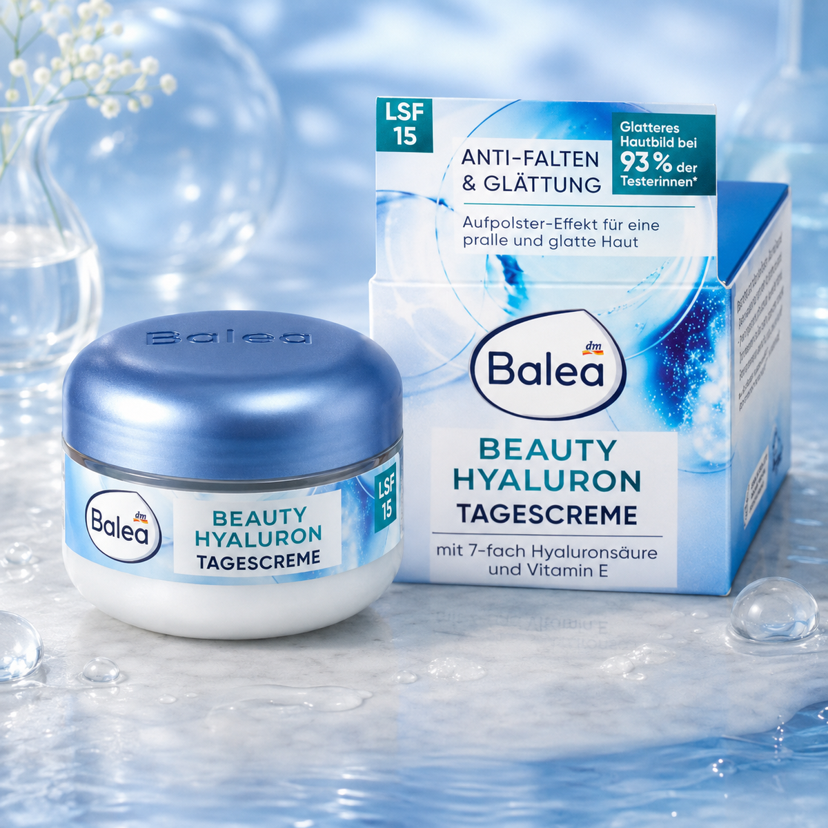 Balea Beauty Hyaluron Crème de Jour LSF 15 – Hydratation, action anti-rides et protection – 50 ml