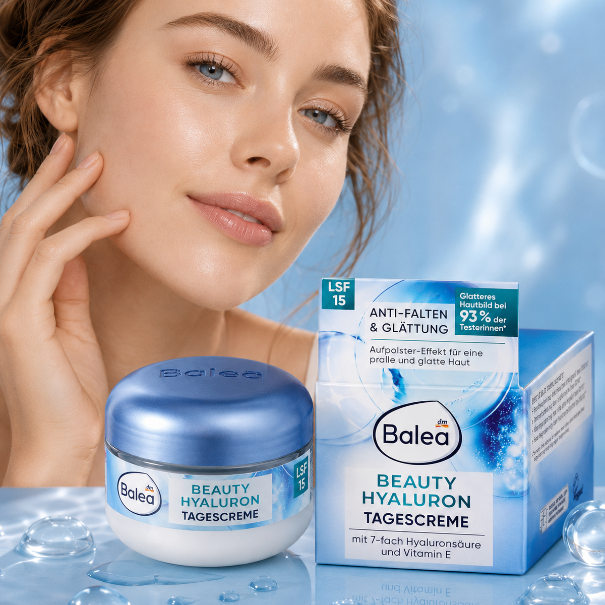 Balea Beauty Hyaluron Crème de Jour LSF 15 – Hydratation, action anti-rides et protection – 50 ml