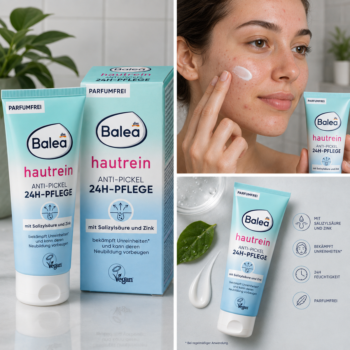 Balea Hautrein Soin Anti-Boutons 24 h à l’Acide Salicylique et au Zinc – 50 ml