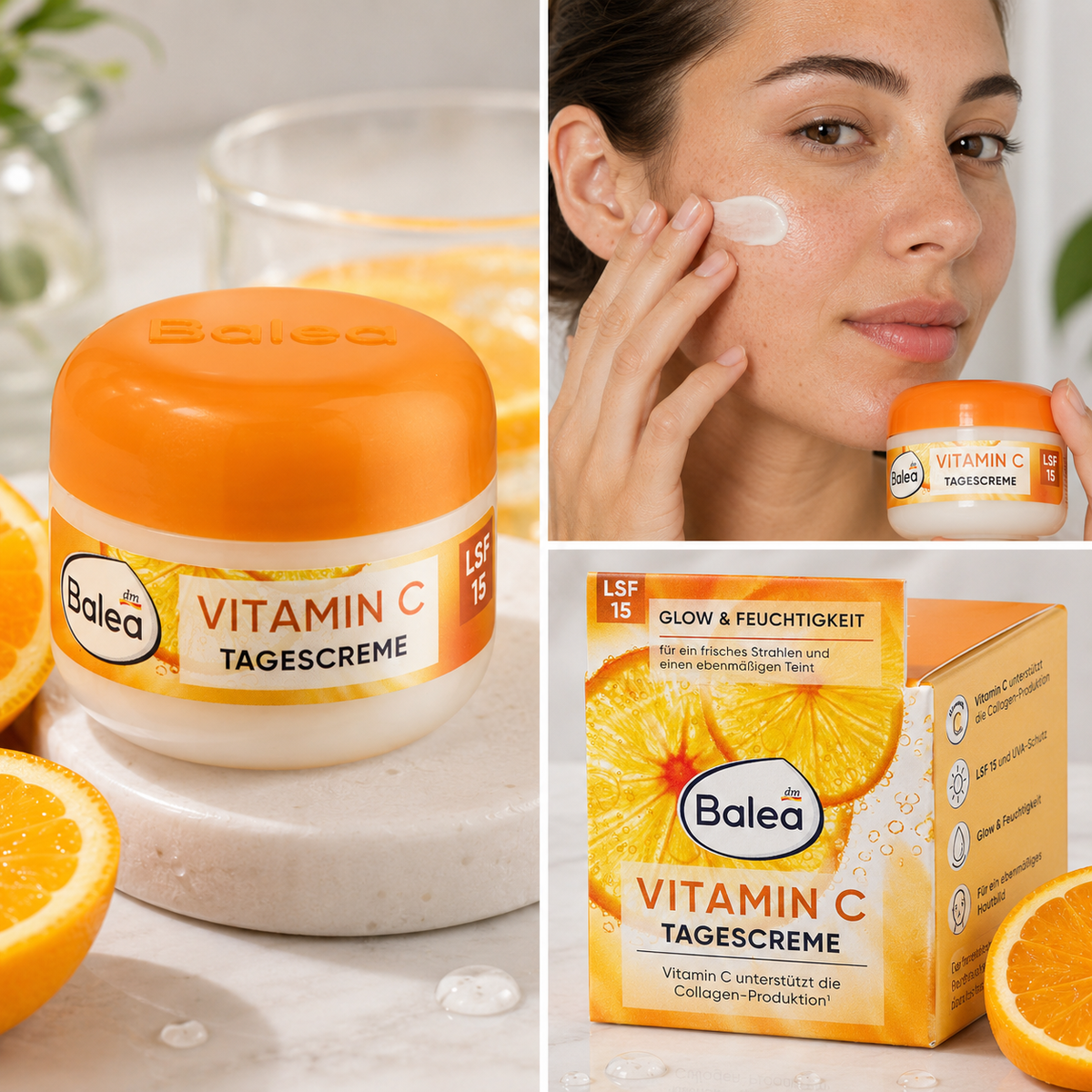 Balea Crème de Jour Vitamine C LSF 15 – Éclat, hydratation et action anti-rides – 50 ml
