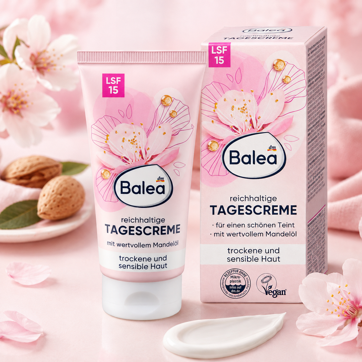 Balea Crème de Jour Riche à l’Huile d’Amande SPF 15 – Peaux sèches et sensibles – 50 ml