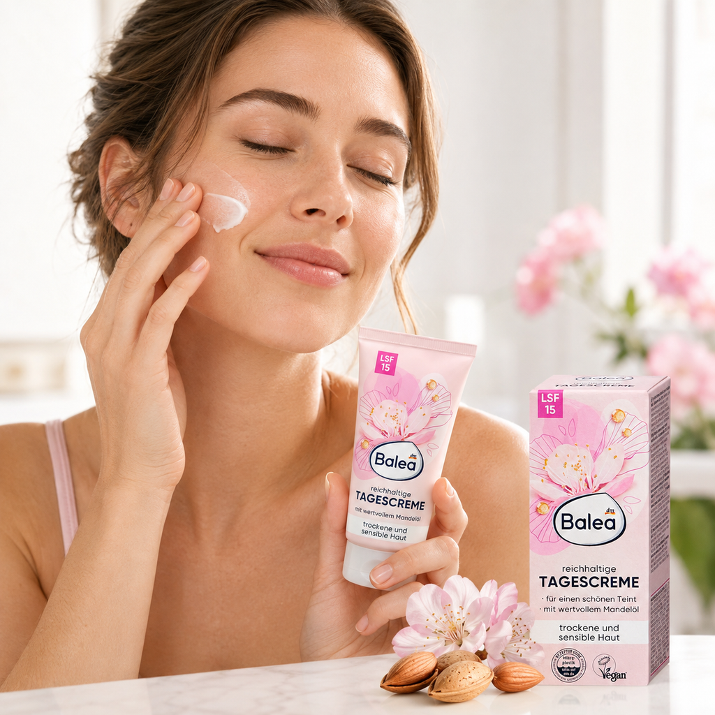 Balea Crème de Jour Riche à l’Huile d’Amande SPF 15 – Peaux sèches et sensibles – 50 ml