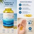 Sea Treasures Oméga-3 1000 mg – Huile de Poisson EPA & DHA + Vitamine E