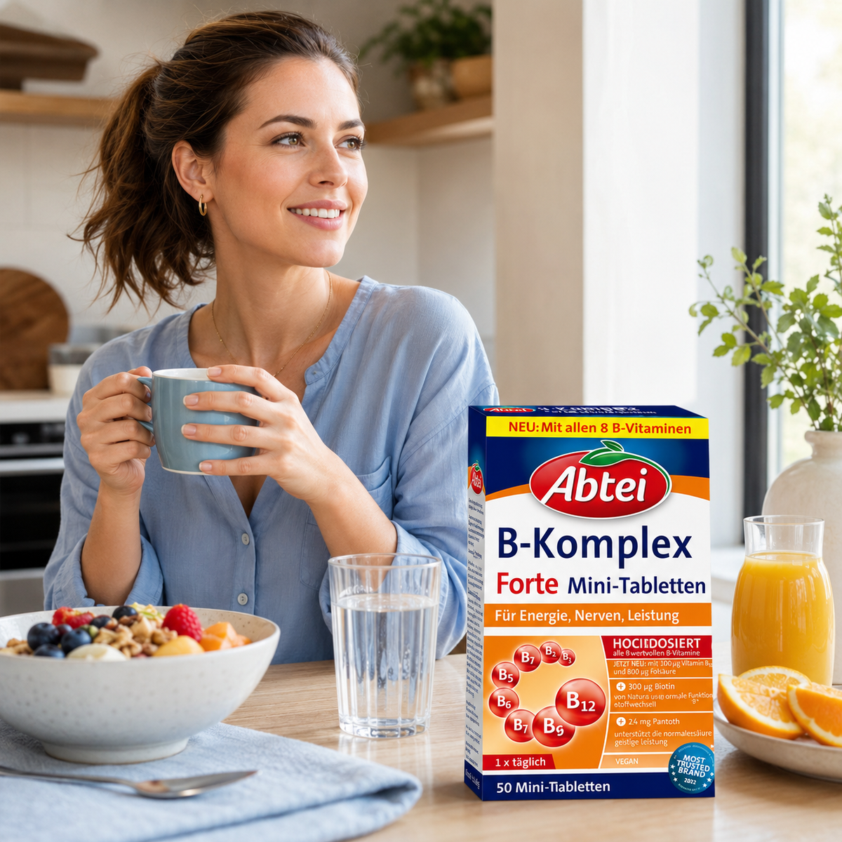 Abtei B-Komplex Forte – Énergie, nerfs et concentration – 50 mini-comprimés