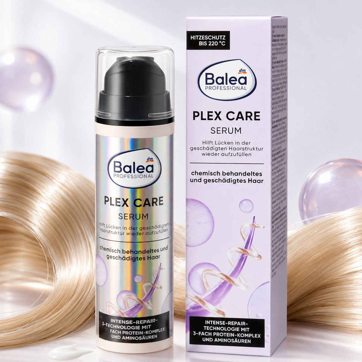 Balea Professional Sérum Sans Rinçage Plex Care Réparateur avec Protection Thermique – Cheveux abîmés – 50 ml