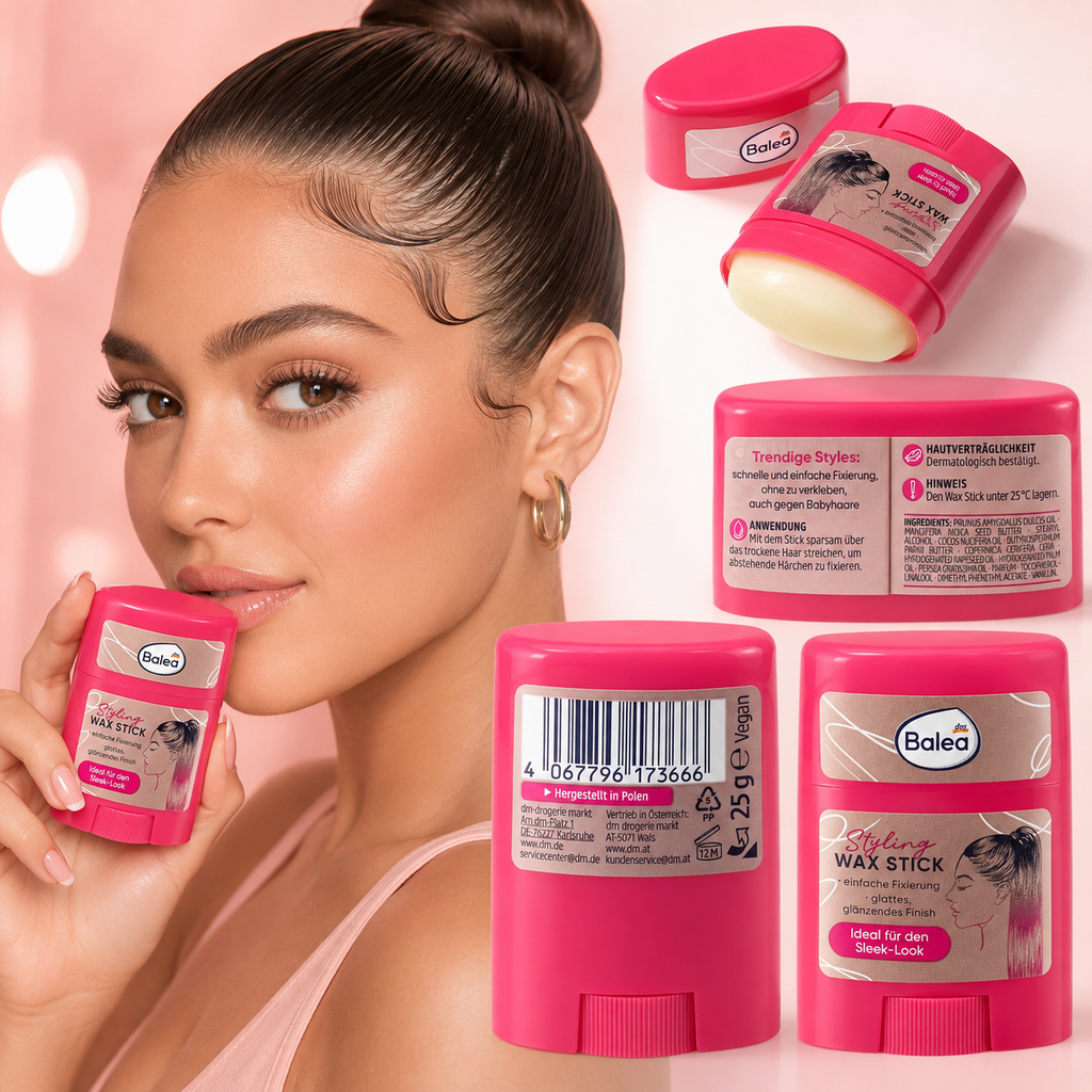 Balea Stick Cire Coiffante Sleek Look – Fixation des Baby Hair et Finition Brillante – 25 g