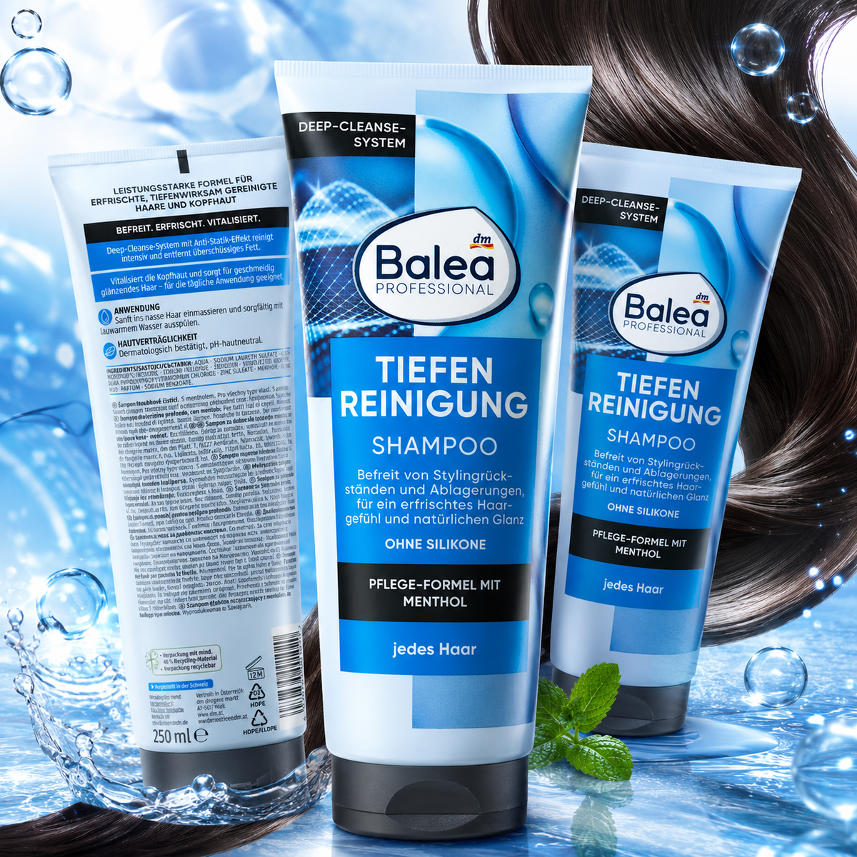Balea Professional Shampooing Purifiant en Profondeur au Menthol – Tous types de cheveux – 250 ml