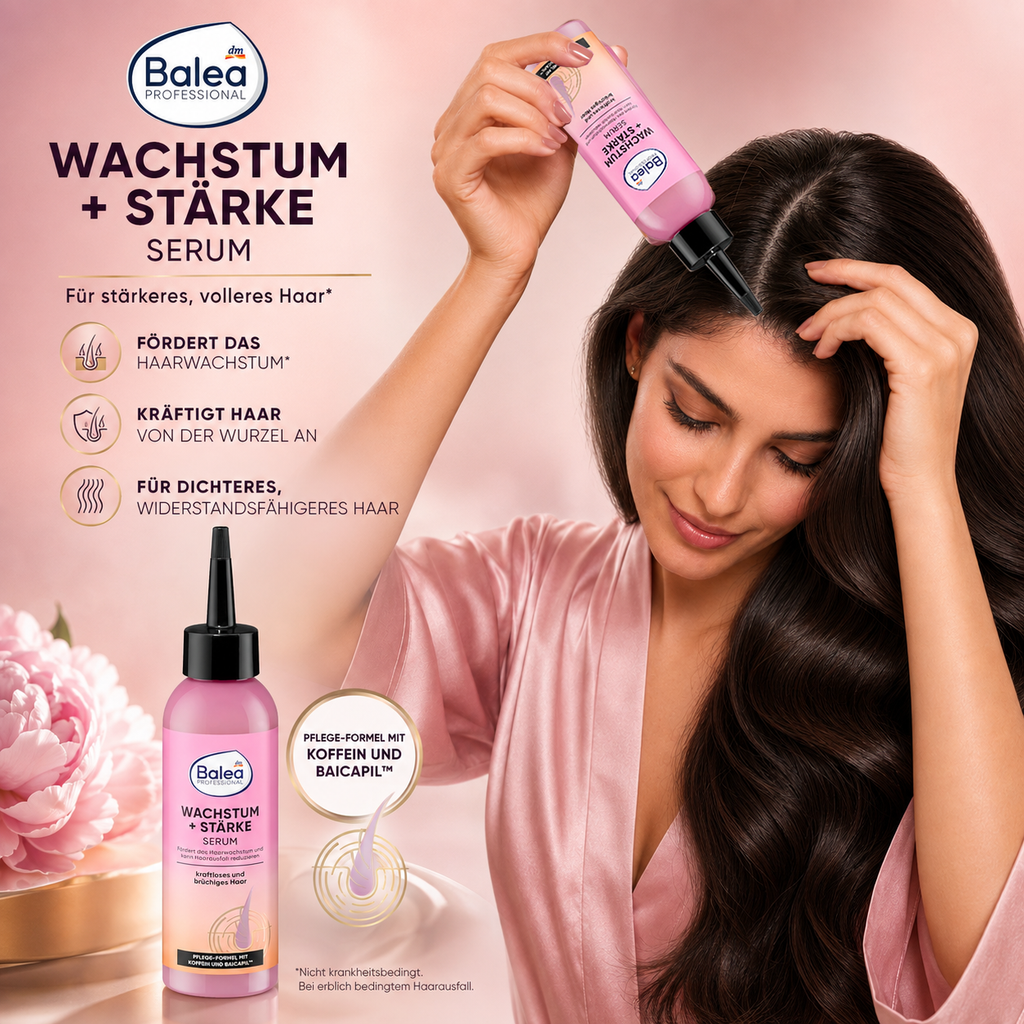 Balea Professional Sérum Croissance & Force à la Caféine et Baicapil – Cheveux fragiles – 150 ml
