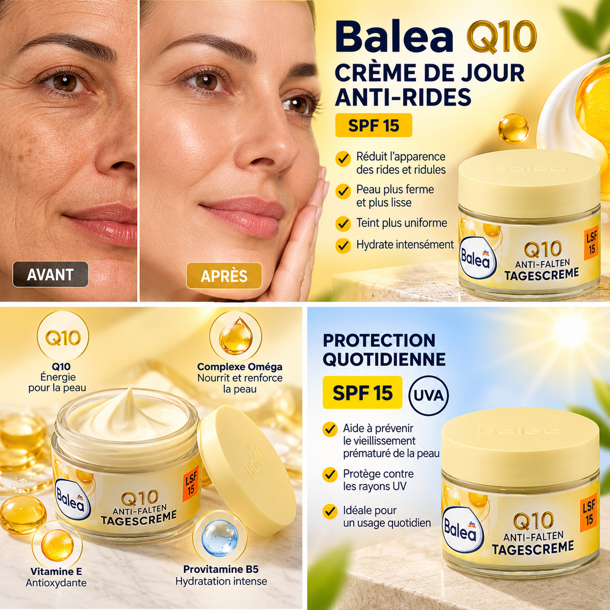 Balea Q10 Crème de Jour Anti-Rides SPF 15 – 50 ml