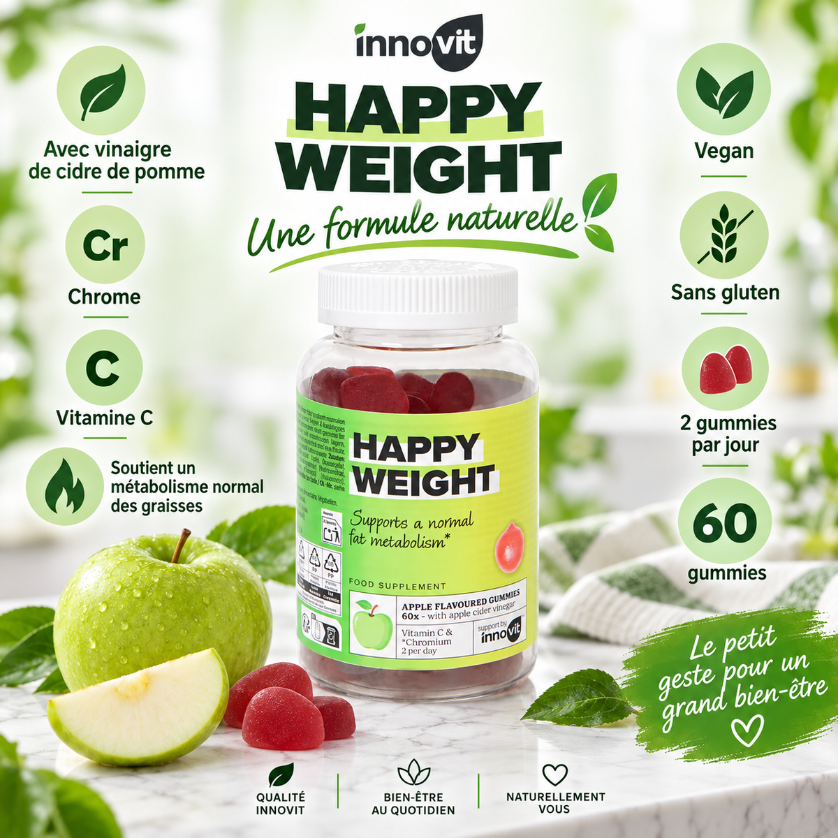 Innovit Happy Weight Apple Cider – 60 Gummies