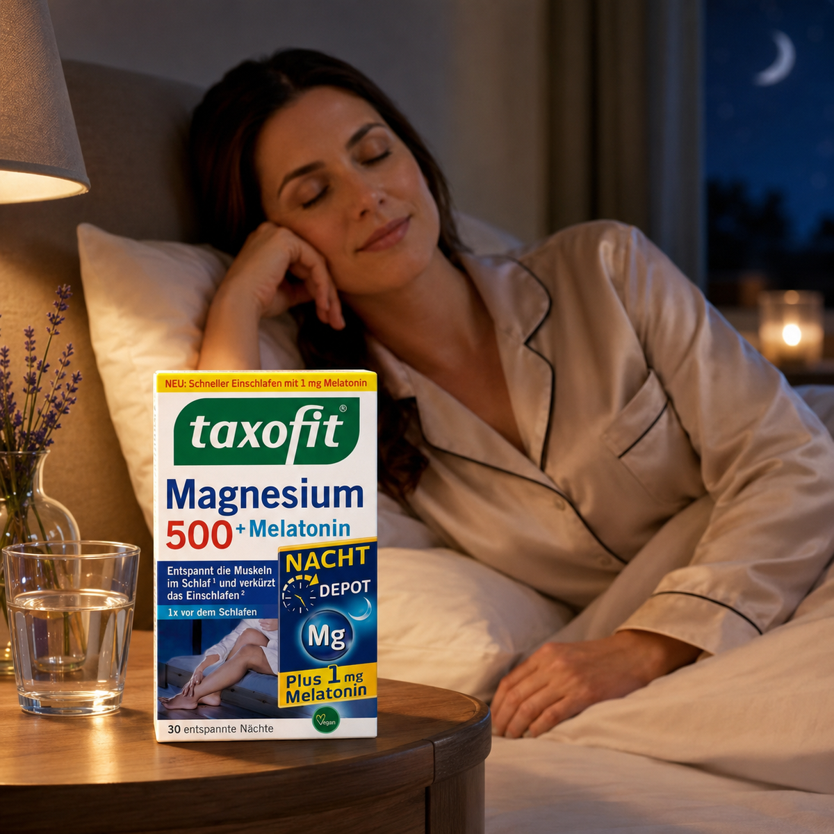 Taxofit Magnésium 500 + Mélatonine Nuit Depot – Sommeil et détente musculaire – 30 comprimés