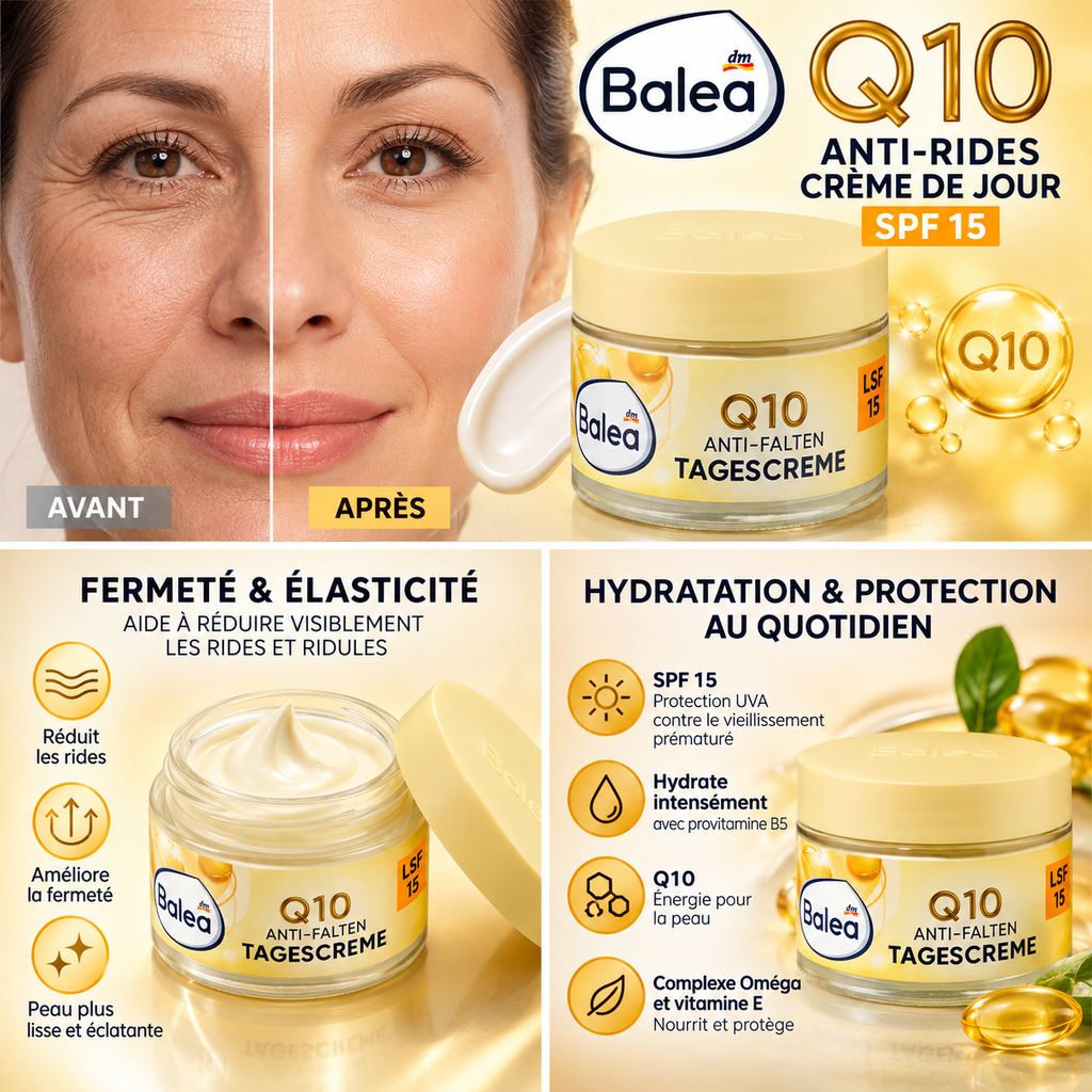 Balea Q10 Crème de Jour Anti-Rides SPF 15 – 50 ml