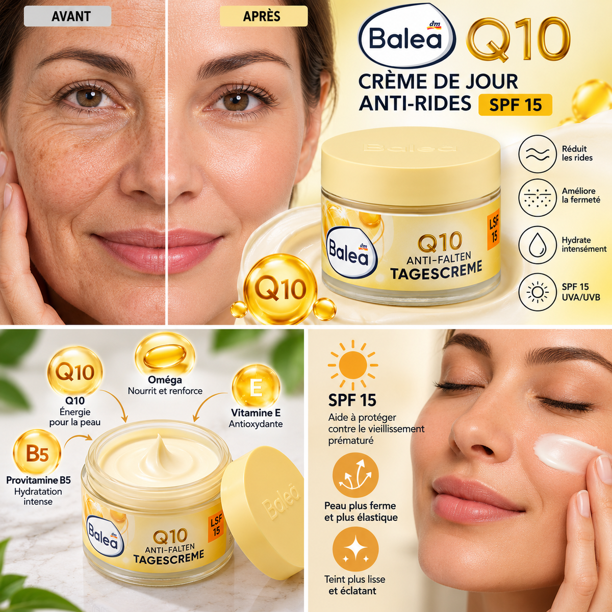 Balea Q10 Crème de Jour Anti-Rides SPF 15 – 50 ml