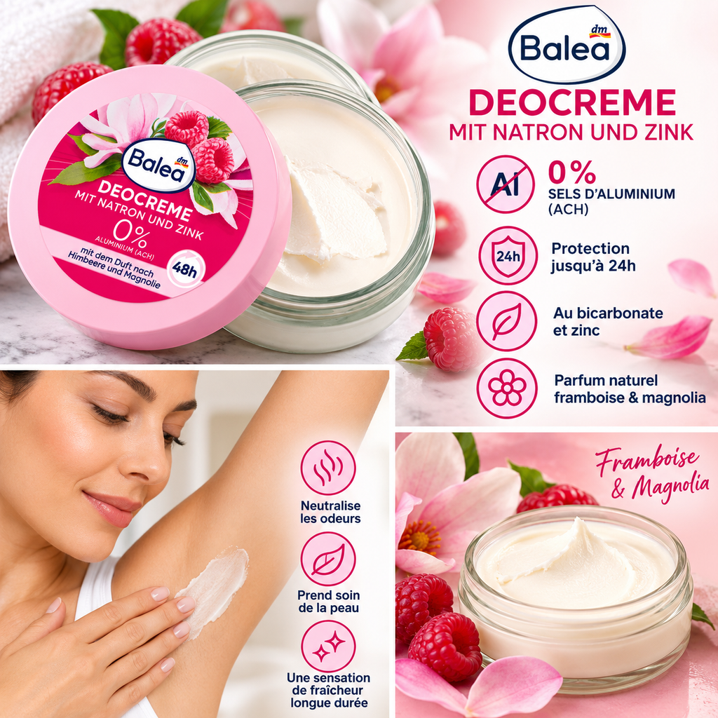 Balea Déodorant Crème Natron & Zinc – 50 ml