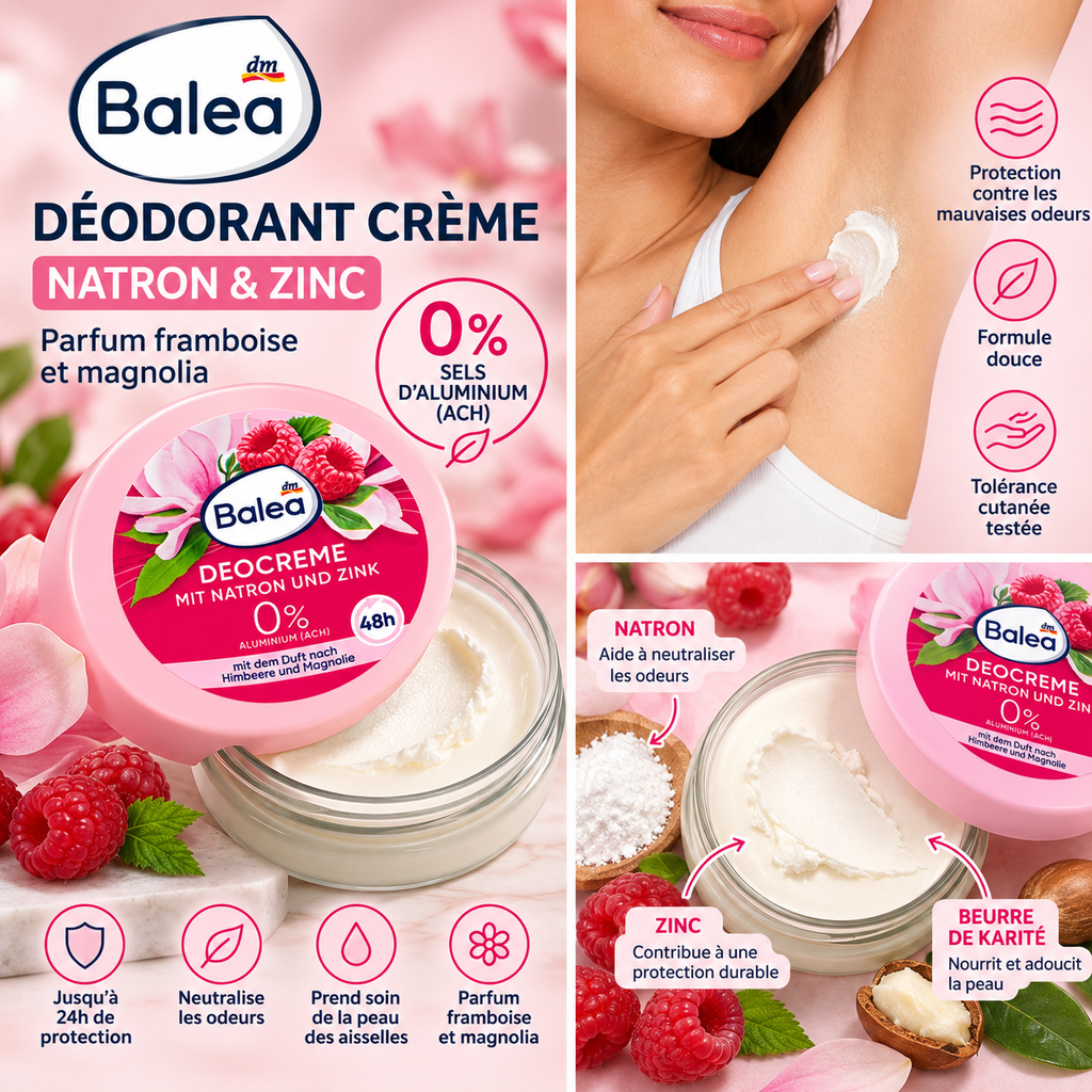 Balea Déodorant Crème Natron & Zinc – 50 ml