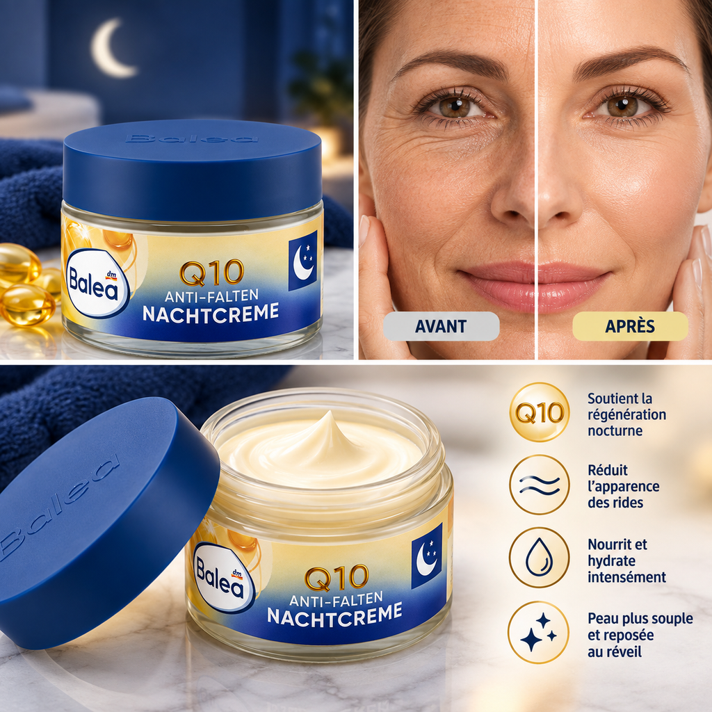 Balea Q10 Crème de Nuit Anti-Rides – 50 ml