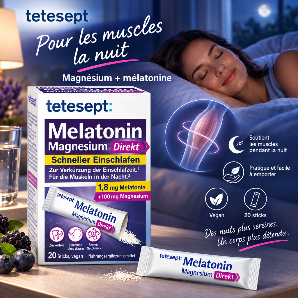 Tetesept Mélatonine + Magnésium – 20 Sticks