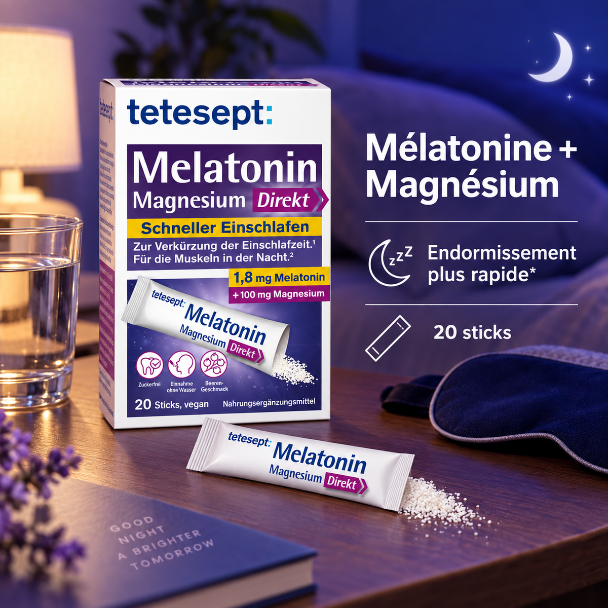 Tetesept Mélatonine + Magnésium – 20 Sticks